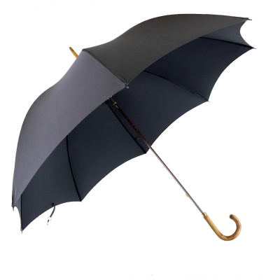 Fox Umbrellas GT1 Light Grain Black Umbrella with Ash Crook Handle